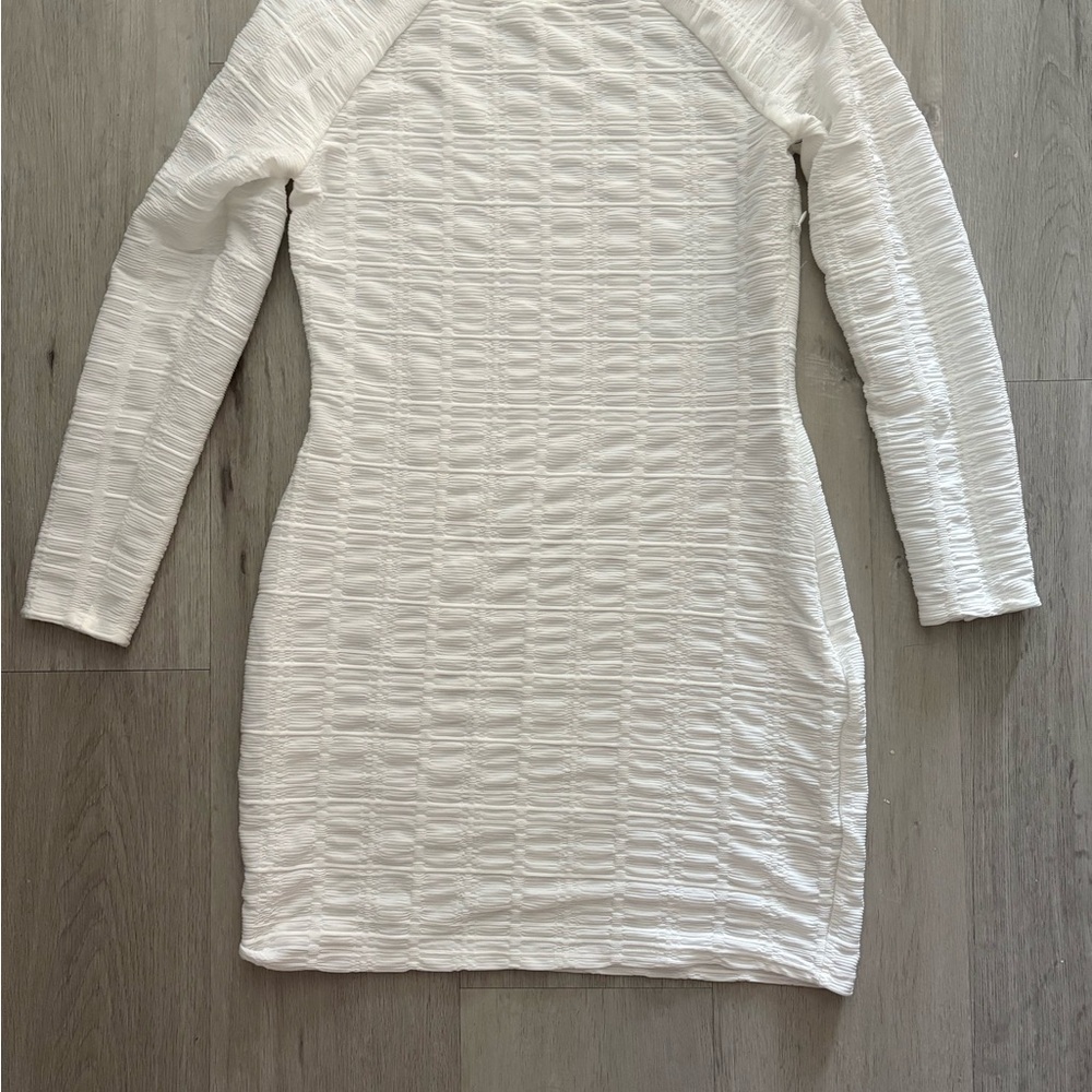 Reformation Cream Ruched Bodycon Cocktail Dress